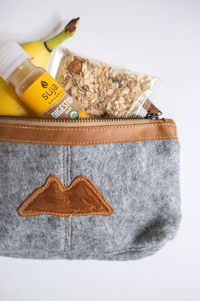 Sale! Mountain Made Organic Wool and Pure Genuine Leather Luxury Travelers Cosmetic, Toiletries, or Utility Bag For Students, Women and Men